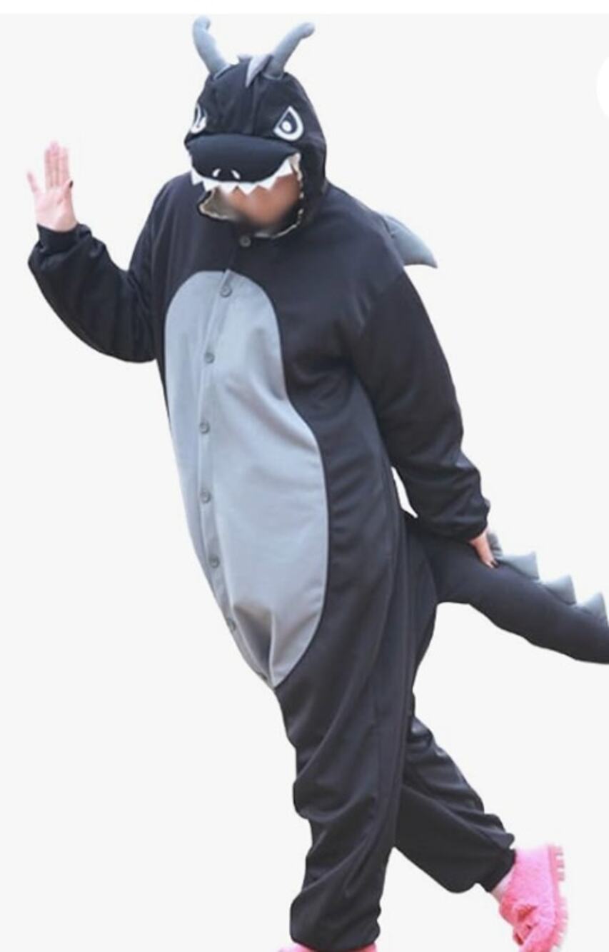 Black Dragon Pajamas Animal Cosplay Costume Size XL EUC